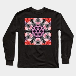 Crystal Hearts and Flowers Valentines Kaleidoscope pattern (Seamless) 42 Long Sleeve T-Shirt